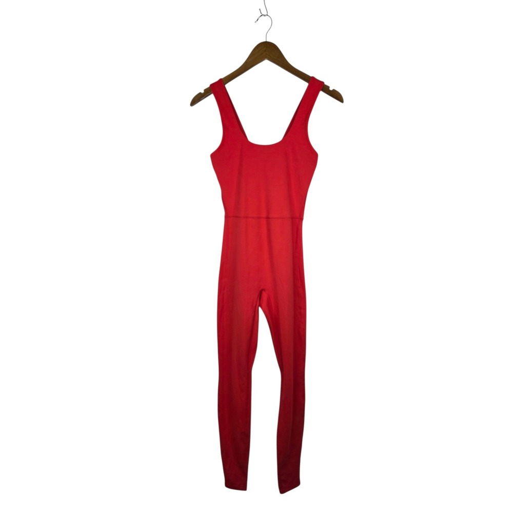 All in Motion Jumpsuit Womens XS Red Recycled Poly Spandex Cutout Yoga Athletic